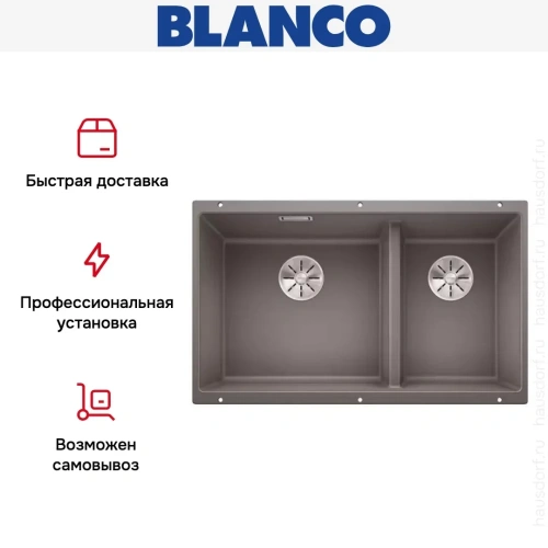 Мойка Blanco SUBLINE 430/270-U с отводной арматурой InFino® алюметаллик фото 9