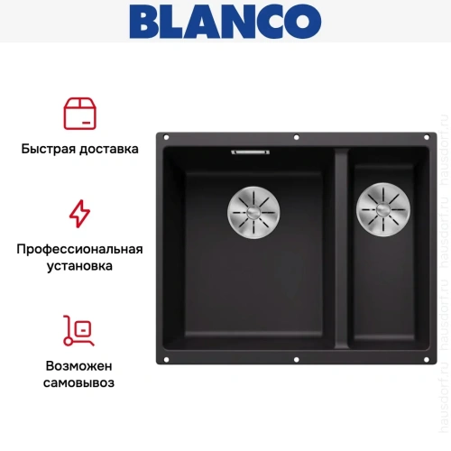 Мойка BLANCO SUBLINE 340/160-U Silgranit черный, чаша слева фото 10