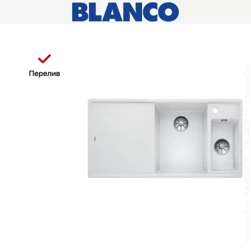 Мойка Blanco AXIA III 6 S-F чаша справа, доска стекло клапан-автомат InFino® белый фото 5