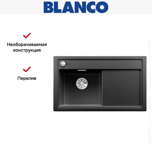 Мойка Blanco ZENAR 45S чаша слева клапан-автомат InFino антрацит фото 3