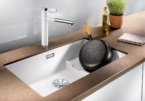 Мойка Blanco SUBLINE 700-U Level SILGRANIT отводная арматура InFino® белый фото 2