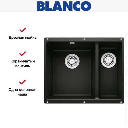 Мойка Blanco ROTAN 340/160-U Silgranit черный фото 5