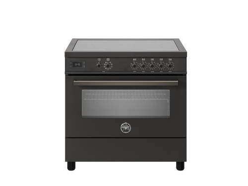 Варочный центр Bertazzoni, 5 индукционных зон, многофункциональный электрический шкаф, 90 см, карбонио Карбонио