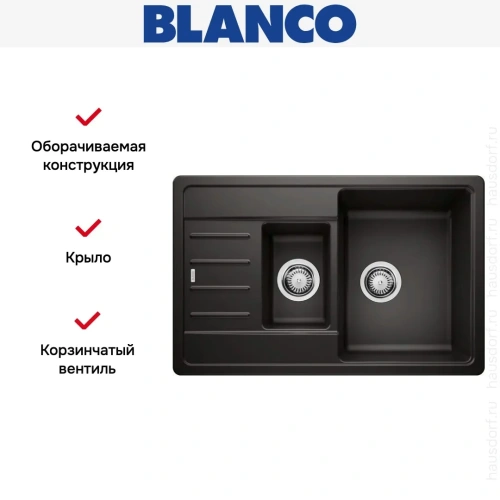 Мойка BLANCO Legra 6 S Compact SIlgranit черный фото 5