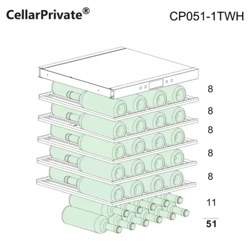 Встраиваемый под столешницу винный шкаф CellarPrivate CP051-1TWH фото 11