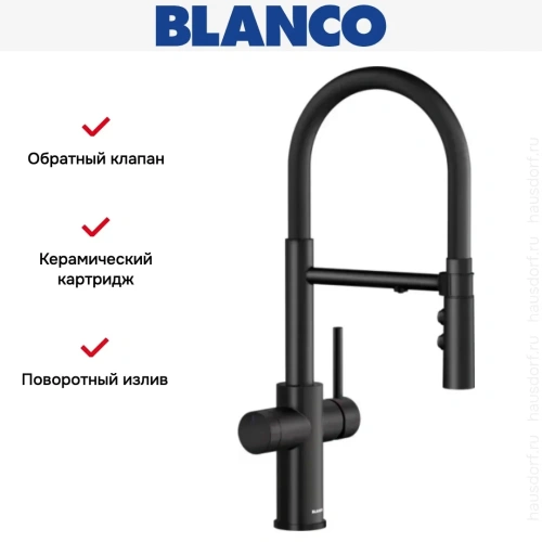 Смеситель 3-в-1 Blanco CATRIS-S Flexo Filter 526707 матовый черный фото 7