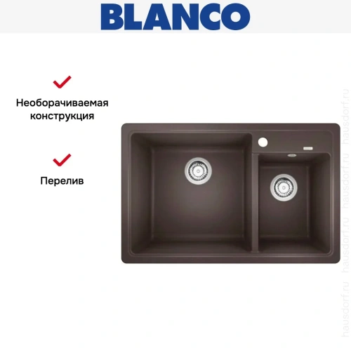 Мойка BLANCO LEGRA 8 SIlgranit кофе, чаша слева фото 9