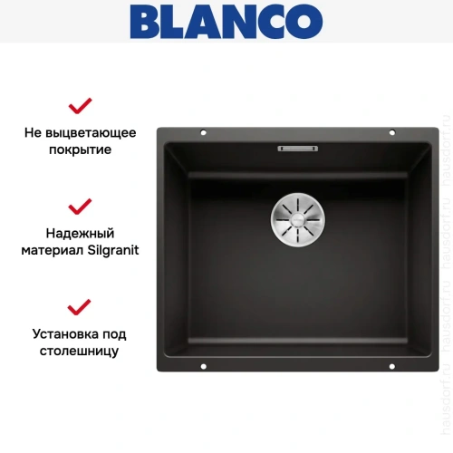 Мойка BLANCO SUBLINE 500-U Silgranit черный фото 4