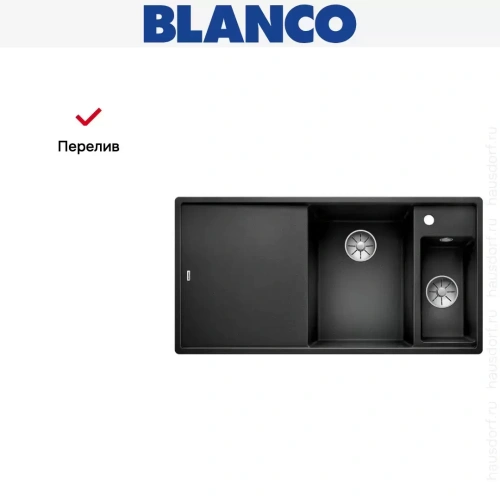 Мойка Blanco AXIA III 6 S-F чаша справа, доска ясень клапан-автомат InFino® антрацит фото 5
