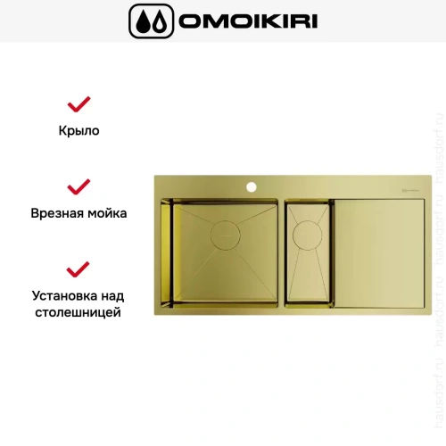 Мойка Omoikiri AKISAME 100-2 LG-L крыло справа фото 6