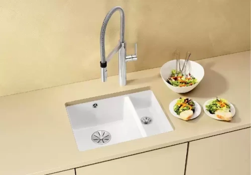 Мойка Blanco SUBLINE 350/150-U керамика отводная арматура InFino® базальт фото 4