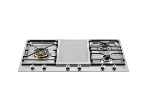 Встраиваемая варочная панель Bertazzoni, трехсегментная, 3 газовые конфорки, 1 зона электрогриля, 90 см Нержавеющая сталь фото 2