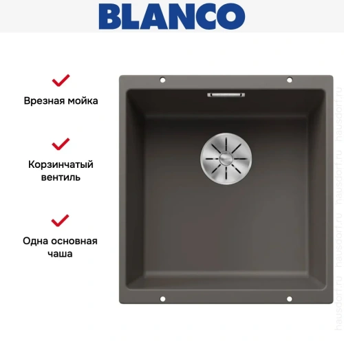 Мойка BLANCO SUBLINE 400-U Silgranit вулканический серый фото 10