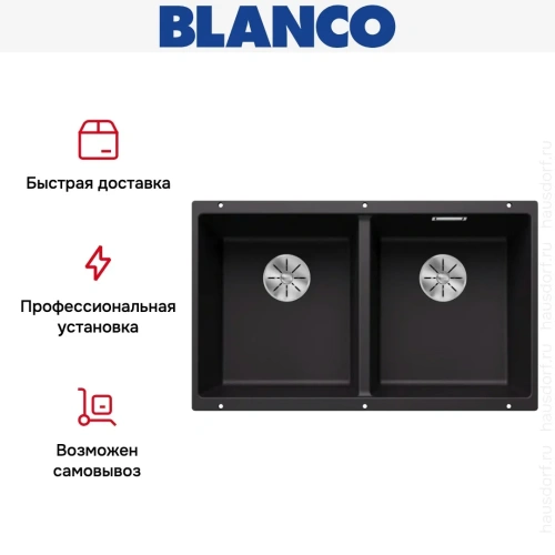 Мойка BLANCO SUBLINE 350/350-U Silgranit черный фото 10