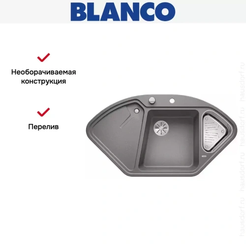 Мойка Blanco DELTA II-F SILGRANIT клапан-автомат InFino® алюметаллик фото 5