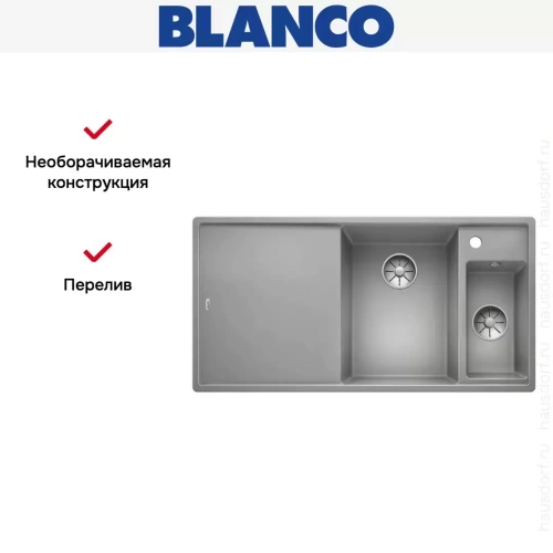 Мойка Blanco AXIA III 6 S чаша справа, доска ясень клапан-автомат InFino® жемчужный темный фото 5