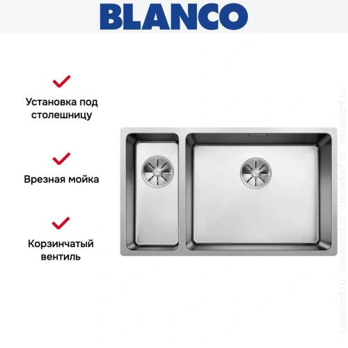 Мойка Blanco ANDANO 500/180-U, чаша справа нержавеющая сталь полированная фото 3