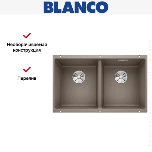 Мойка BLANCO SUBLINE 350/350-U Silgranit серый беж фото 9