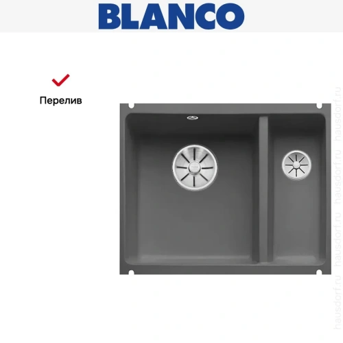 Мойка Blanco SUBLINE 350/150-U керамика отводная арматура InFino® базальт фото 6