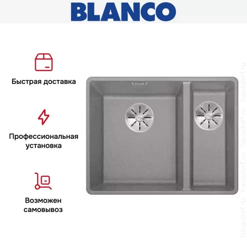 Мойка Blanco SUBLINE 340/160-F отводная арматура InFino® алюминий фото 4