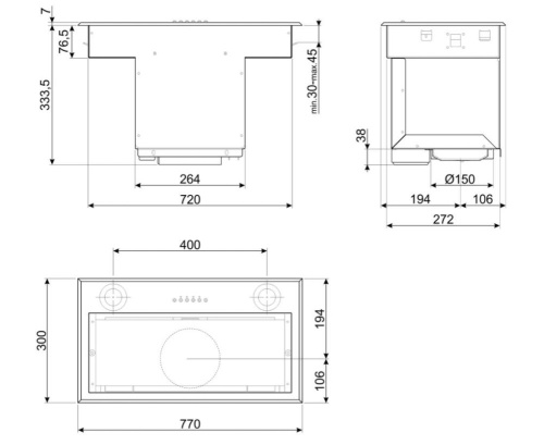 Встраиваемая вытяжка Smeg KSEG78PXE фото 6