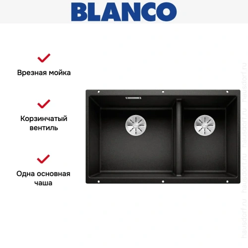 Мойка Blanco SUBLINE 430/270-U с отводной арматурой InFino® черный фото 13