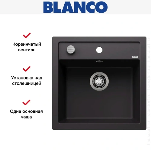 Мойка BLANCO DALAGO 5 Silgranit черный, клапан-автомат фото 10